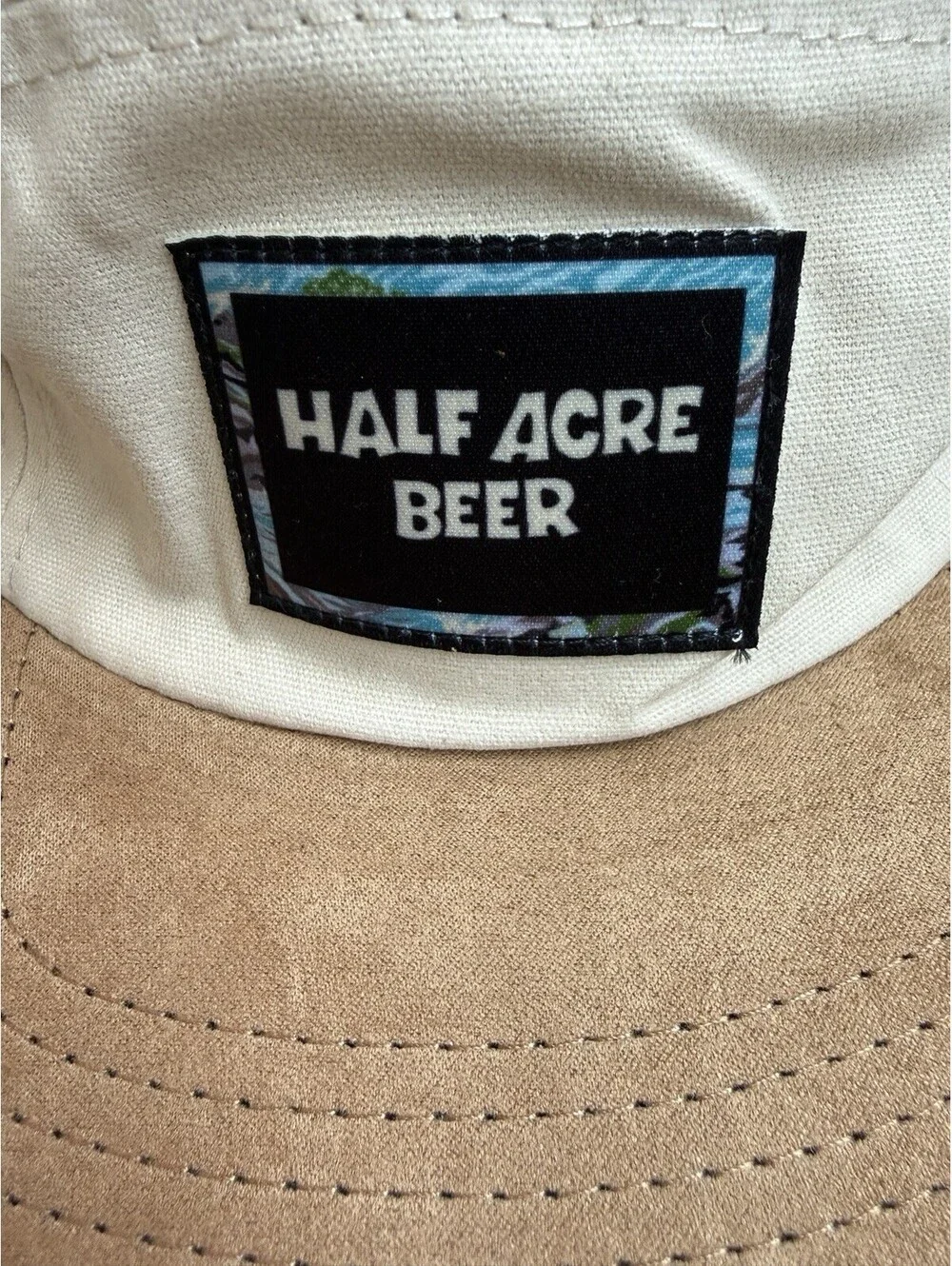 Half Acre Beer 5 Panel Camp Hat Adjustable Strapback Tan Cream Brewery Cap